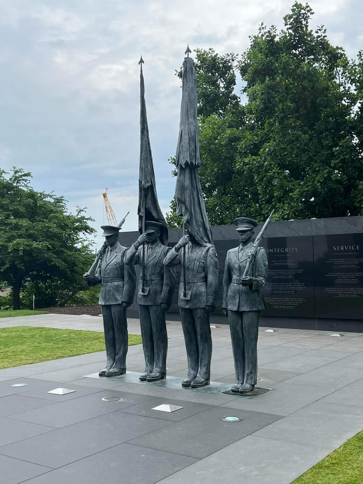 The statue of a Color Guard at the Air Force Memorial.